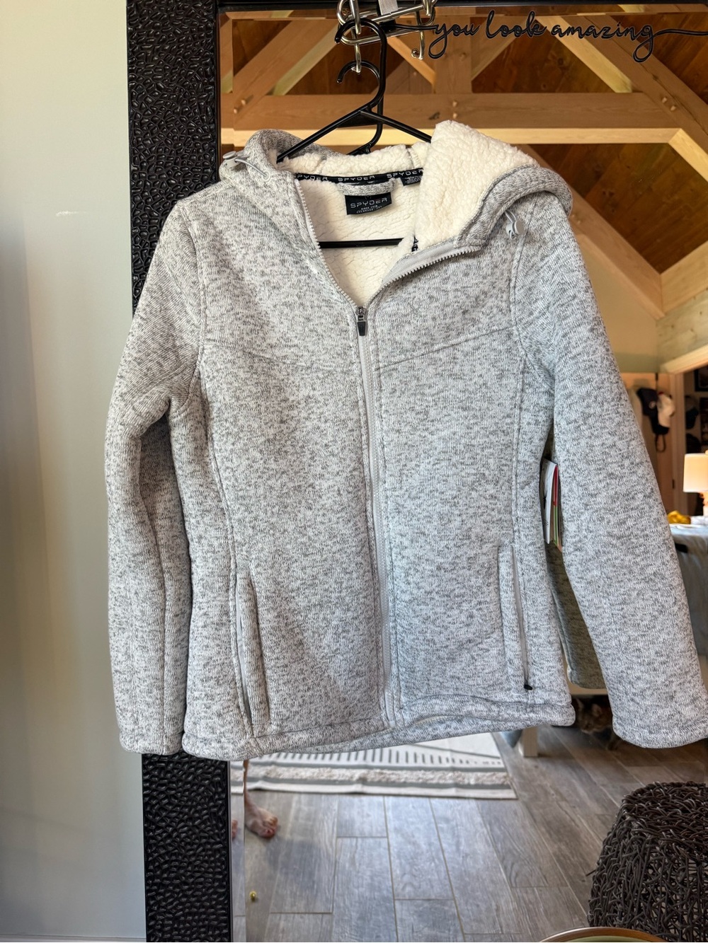 Spyder Women's Light Gray Sherpa-Lined Hooded Jacket